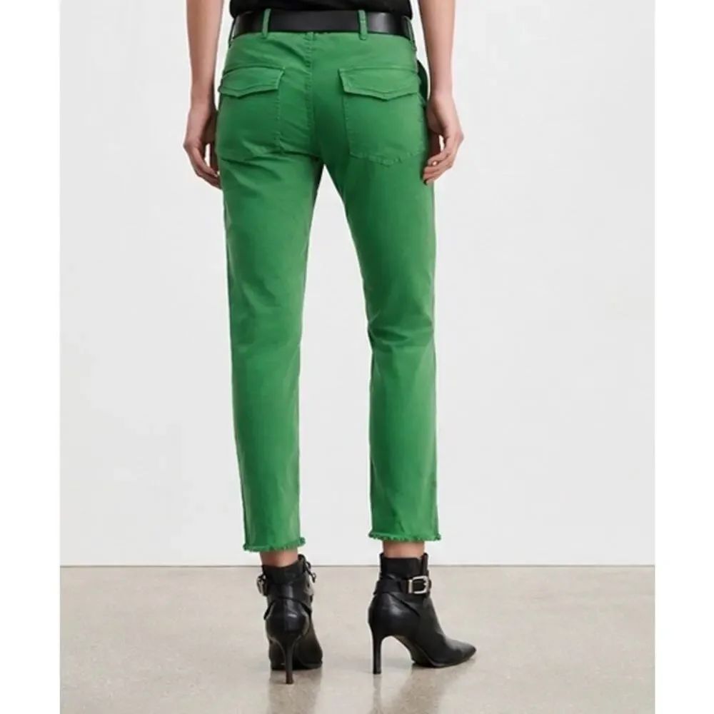 Nili Lotan Jenna Pants US 8 Kelly Green Raw Hem Utility Stretch Cotton - Picture 3 of 8